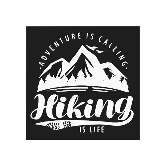 Hiking Is Life WHT on BLK - Square Magnet